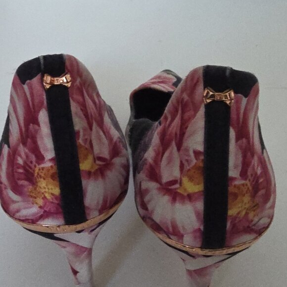 TED BAKER | Charmesa Pumps Heels Shoes Floral Black Pink sz 36 - Picture 7 of 9
